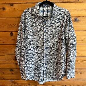 Robert Graham Blue Floral Button Down Long Sleeve Shirt Mens Large